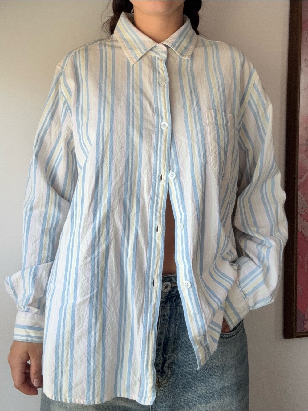 Blair White and Light Blue Striped Button-Down Shirt